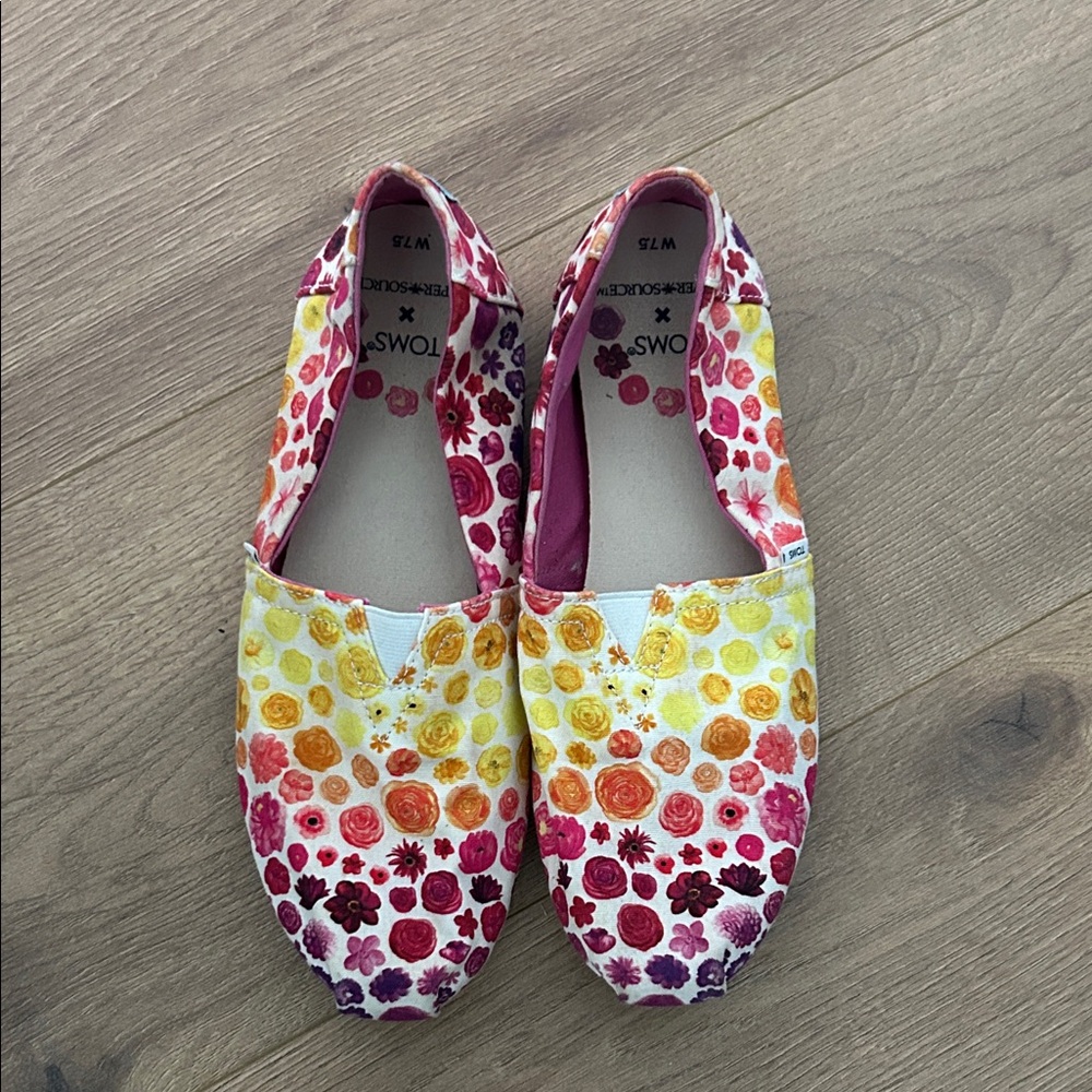 TOMS Multicolor Floral Canvas Slip-Ons